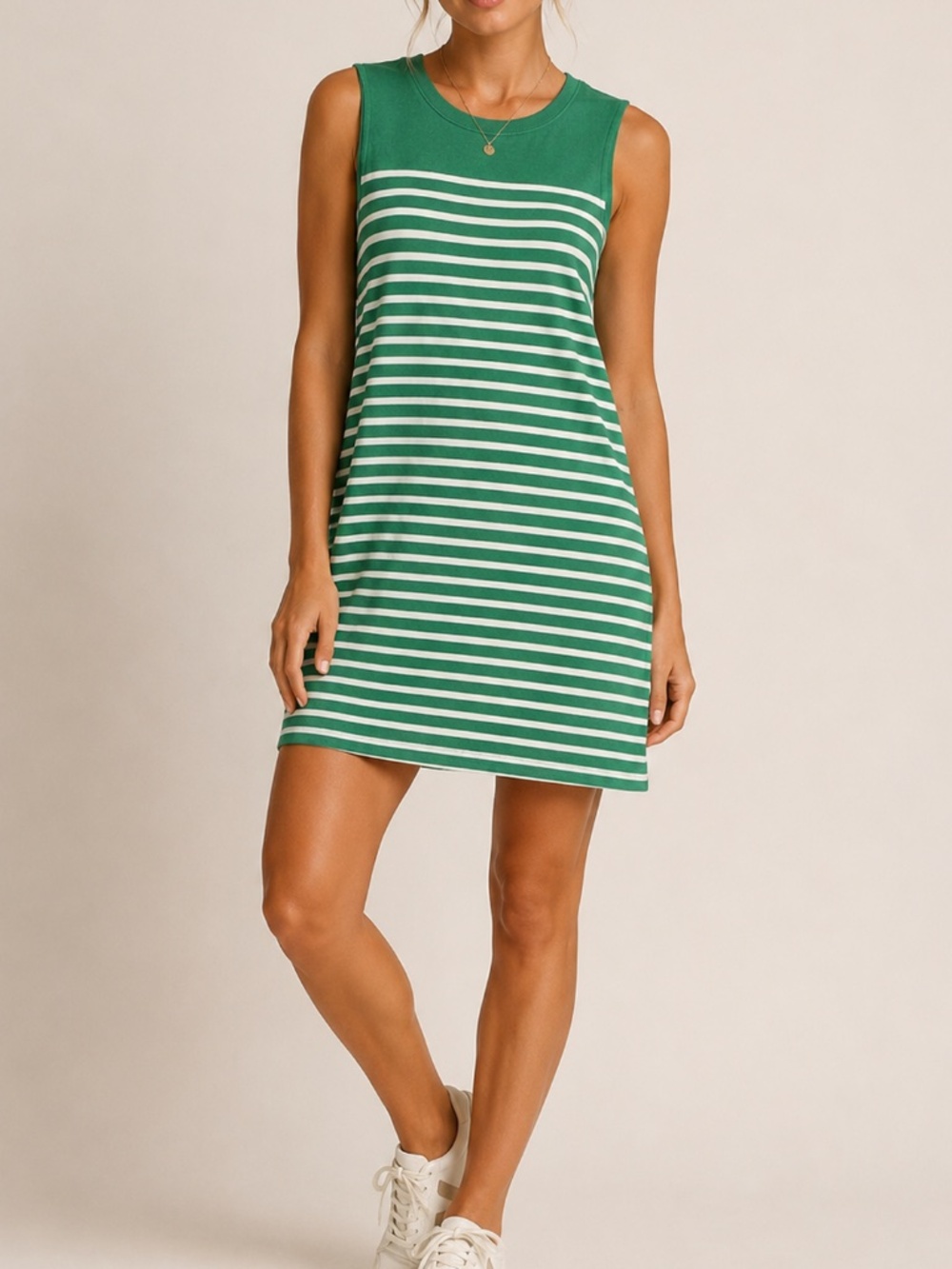 Z Supply 100% Cotton Green White Striped Sleeveless Mini Dress Small